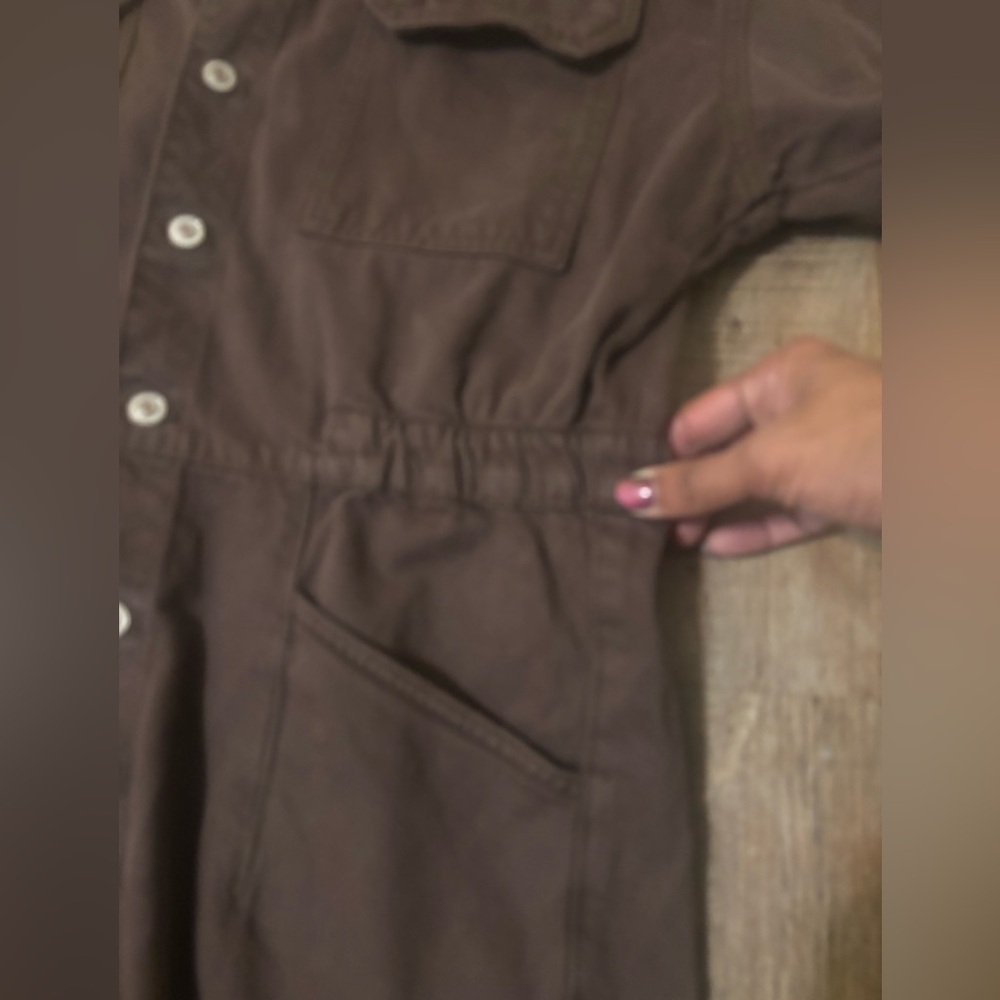 Free People Brown Short-Sleeve Denim Romper - Picture 9 of 16